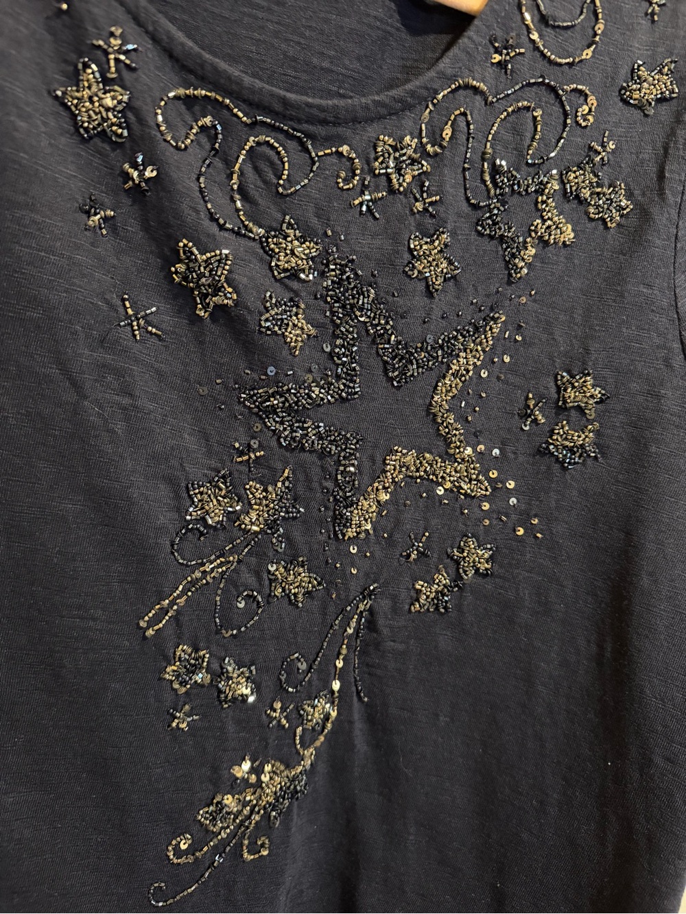 Chico's Navy Short Sleeve Embellished Floral Top - Picture 6 of 6